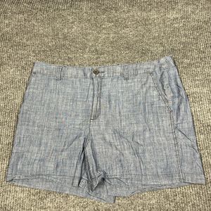 A New Day Shorts Womens 16 Blue High Rise Cotton Chino Casual Comfort Belt Loops